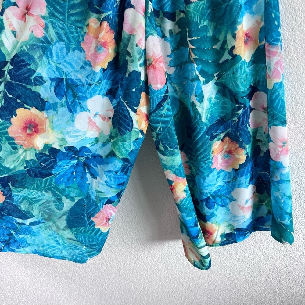 Show Me Your Mumu‎ Tropical Floral Palazzo Pants Blue Pink Hibiscus Boho Resort - Picture 3 of 14